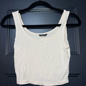 SHEIN Cream Ribbed Tank Top